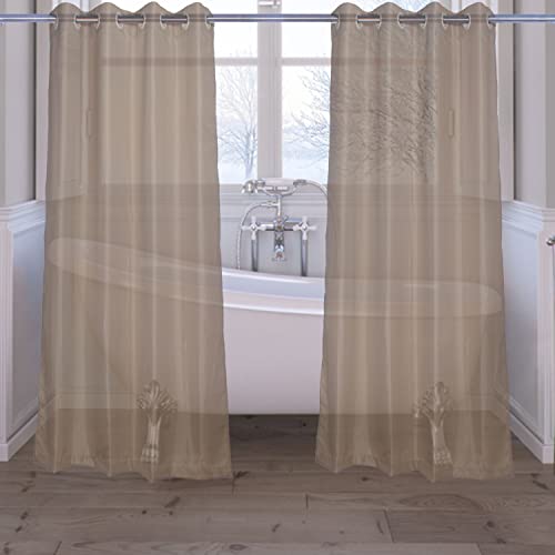 Image of 243 cm (8 ft) Waterproof Shower Curtain with Eyelets | Window Polyester Fabric Zigzag Design | Brown Colour | (Pack of 4) | Waterproof Fabric Bathroom Shower Curtain | 243 L x 121 W cm