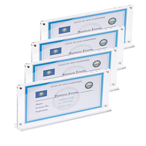 IEEK 4 Pack of Acrylic Business License Frame for 4x9 Business License Certificate Desk/Table Top Display,Clear Certificate Holder Panoramic Photograph Picture Frame,4x10 Inch by IEEK - Used condition - US$16.92