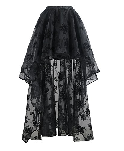 Charmian Women's Steampunk Gothic Irregular Floral Print High Low Party Skirt2
