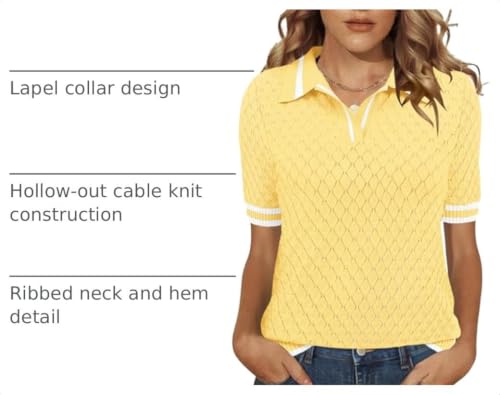 Image of Rapbin Womens Short Sleeve Knit Polo Shirts Summer Spring Sweater Tops