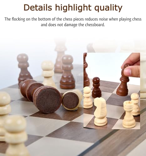 Image of Handmade Wooden Magnetic Chess Board Set for Kids & Adults | Compact & Foldable Board with Inbuilt Secure Storage & Anti Scratch Surface | Travel Friendly Ideal Indoor &Outdoor Game (29CM)