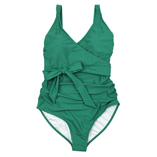 SwimZip Women's Wrap One Piece Swimsuit UPF 50+ Sun Protection - Greenlake - XL