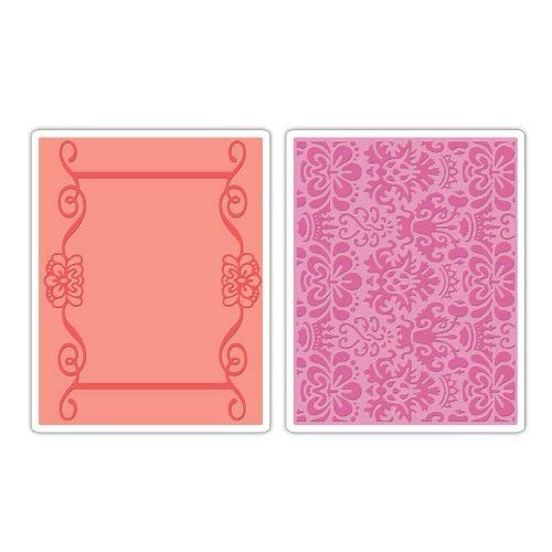Sizzix Scroll Frame and Succulent Set by BG Textured Impressions Embossing Folders, Pack of 2, Multi-Color