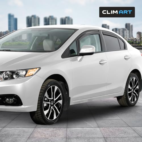 Image of CLIM ART in-Channel Incredibly Durable Rain Guards for Honda Civic 2012-2015 Sedan, Original Window Deflectors, Vent Window Visors, Vent Deflector, 4 pcs. - 612309
