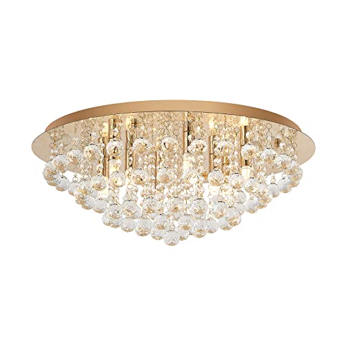 Lindby Kristall Deckenlampe goldfarben, Kronleuchter Deckenleuchte 8x G9...