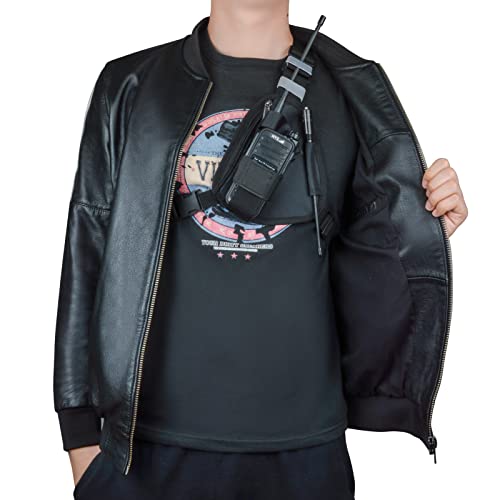 Hyshikra Universal Radio Chest Pack, Walkie-Talkie Nylon Holder, Holster Case Pouch Front Pack Accessories For Baofeng Uv5R Kenwood Yaesu Motorola Cobra Retevis Two Way Radio (Black) #TOP4