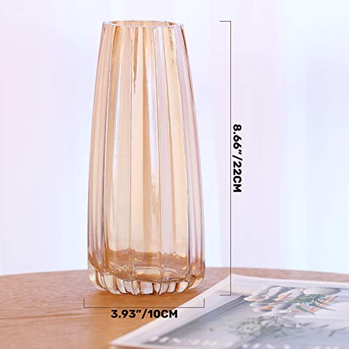 Luxspire Glass Vase, Ins Style Irised Crystal Clear Floral Flower Plant Decorative Container Vase for Home Office Desk Dinner Decoration, Ideal Gifts for Birthday Wedding Housewarming - Amber - Afbeelding 8