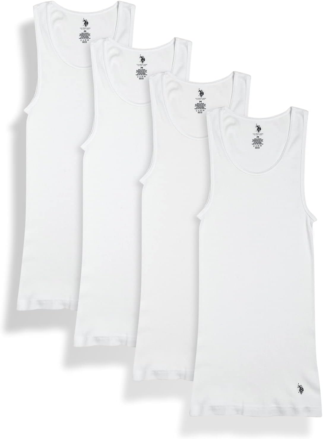 U.S. Polo Assn. Men's Undershirt - Cotton Ribbed Tank Top (4 Pack)