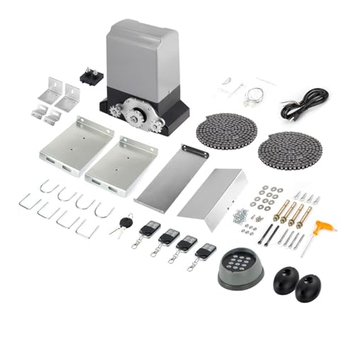 Moteur de portail coulissant, Kit d'ouverture de porte coulissante électrique automatique, 1500Kg, 550W, Kit d'opérateur de porte à moteur AC avec 4 télécommandes et contrôle par application pour mote
