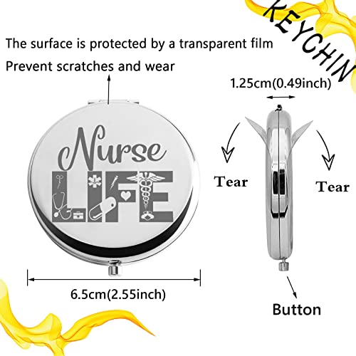 Keychin Nurse Pocket Mirror Nurse's Day Gift Nursing Student Compact Makeup Mirror Nurse Practitioner Gifts Registered Nurse Folding Mirror (Nurse-S) #TOP1