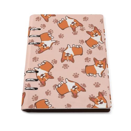 A5 ノート リフィル対応 犬柄 PUレザー 手帳型 ビジネスノート 6穴 バインダー 書きやすい リングノート 多機能 メモ帳 学生 社会人 仕事用 おしゃれ