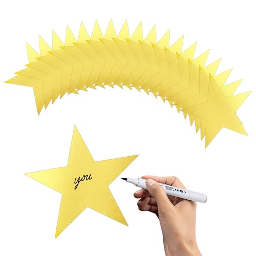 Star Cutouts, 24PCS Gold Star Cutouts, Double Printed Paper Stars, 6 Inch Cardboard Star Cutouts, Glitter Stars Decorations for Christmas Wedding Movie Night Classroom Wall Party Supplies