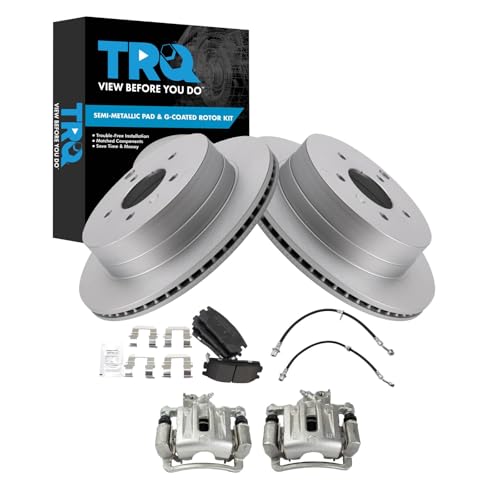 Image of TRQ Rear Brake Pad & Rotor Kit Semi-Metallic Premium G-Coated Compatible with 2007-2009 Chevrolet Equinox Pontiac Torrent