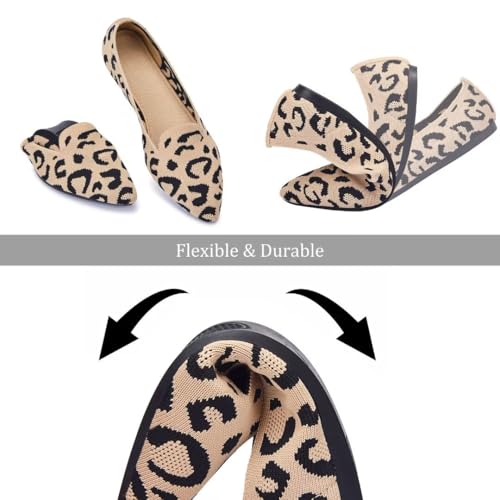 Image of Frank Mully Women's Casual Loafer Flats Slip On Loafer Shoes Comfortable Knit Flat Shoes Classics Pointy Toe Loafer Flats,for Work,Travel