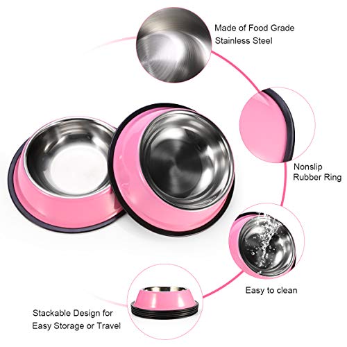 Podinor Stainless Steel Dog Bowls, Food And Water Non Slip Anti Skid Stackable Pet Puppy Dishes For Small, Medium And Large Dogs (2 Pack) #TOP2