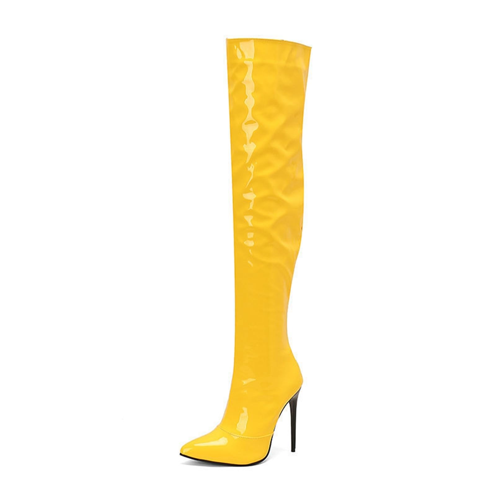 Générique Cuissardes pour Femmes. Talons Aiguilles de 8CM, Plateforme à Enfiler sur Les Bottes Hautes au Genou
