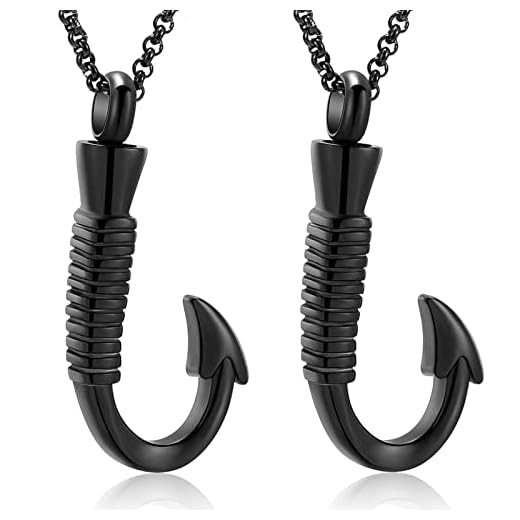 Hearbeingt Joias de cremação de anzol para cinzas, colar de urna memorial para animais de estimação humanos, pingente de lembrança de aço inoxidável para homens e mulheres, Aço inoxidável, Sem Pedra