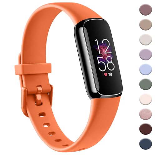 AK Sport Band Compatible with Fitbit Luxe Bands for Women Men, Soft Silicone Replacement Sport Straps Wristbands for Fitbit Luxe Fitness and Wellness Tracker (Large,Orange) by AK - Used condition - US$5.53