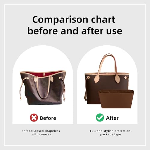 Image of DGAZ Purse Organizer Insert Fits Neverfull-Mini /PM /MM /GM Bags,Silk Bag Organizer,Luxury Handbag & Tote Shaper(PM, Gold)
