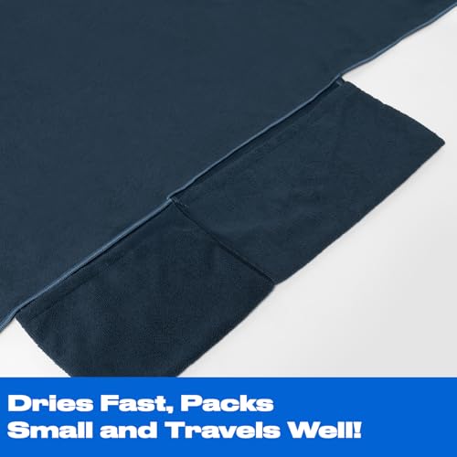 Brentfords Sun Lounger Towels With Pockets, Large Beach Towels For Adults Sun Lounger Holiday Accessories Swimming Pool Quick Dry Travel Sunbed Towel Summer Holiday Essentials, Navy Blue 215X75Cm - 7
