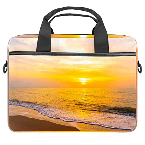Sac à bandoulière pour ordinateur 13 à 14.5 pouces avec motif de plage et coucher de soleil