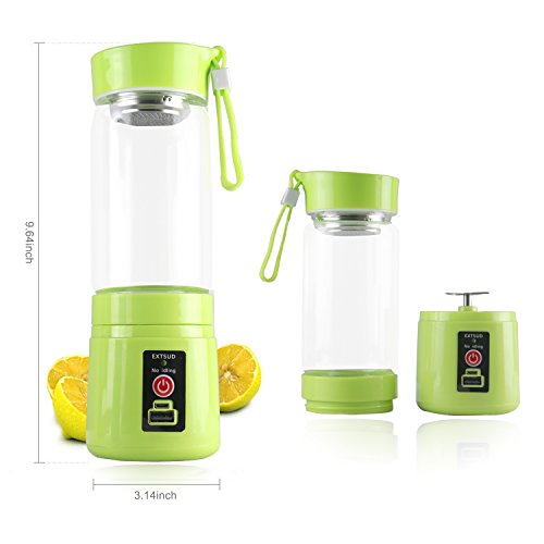 Liquidificador Portátil Recarregável Copo 380ml Suco Shake (AZUL/ROSA/VERDE)