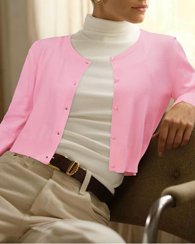 Cárdigans para mujer cortos con cuello redondo y botones Newshows de punto casual 3