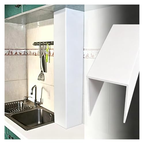 Pipe Coverings Enclosure U Shape 31.4x3.9x3.9in PVC Decorative Pipe Line Cover Kit for Bathroom Kitchen Ducting and Venting
