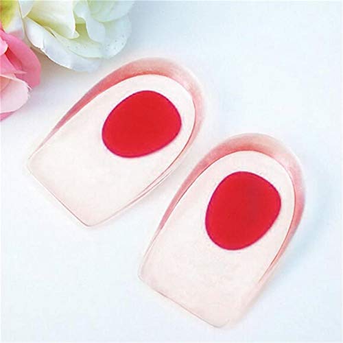 JYtop-online 1 Pair Large Gel Shoes Pads Silicone Shock Orthotic Cushion Plantar Heel Support Cup Insoles Massager Inserts Heel Pain Relief Spur Silicone Men/Women (Red)