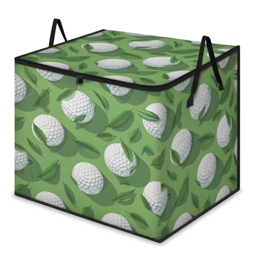 Mintoprints Bolsas de almacenamiento grandes con temática de golf, compartimento de almacenamiento de ropa, organizador plegable, contenedor de almacenamiento con asa para ropa, manta, edredón