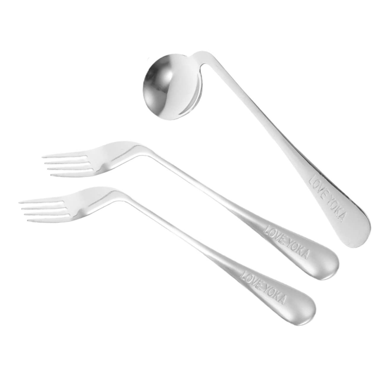 HAPINARY Adaptive Feeding Utensils Angled Spoon Forks for Hand Tremor Patient Care Tableware Comfort Grip