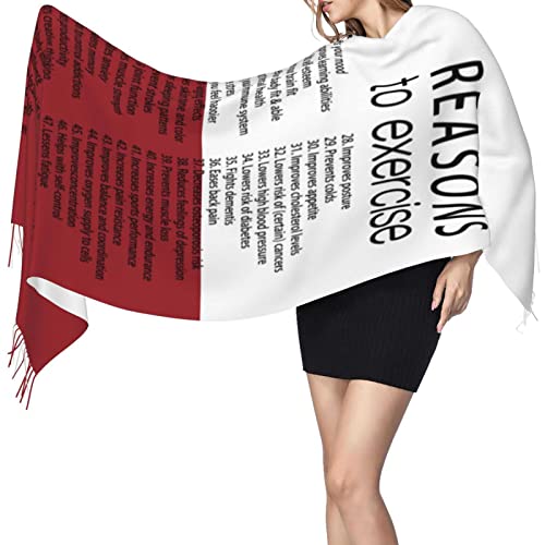Birthday Ideas for Women,Red White Reasons To Exercise Motivational Quotes Exercise Fitness Pashmina Shawls and Wraps3