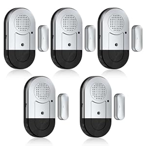 Sanjie Door Window Alarms – 5 Pack,125dB,Volume Control,Window Door Open Alarm Sensors for Kids Safety/Dementia/Pool,Wireless Sensors Keep Your Home Security,Easy to Install,Long Battery Life