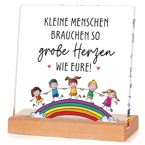 musaecoin Abschiedsgeschenke für Erzieherinnen, Hebammen, Dankeschön Geschenk, Abschiedsgeschenk Kindergarten, Holzsockel, Tischdekoration aus Acrylkristall