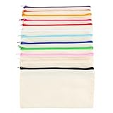 RJTCXJS 12 bolsas de lona en blanco, escuela (multicolor)