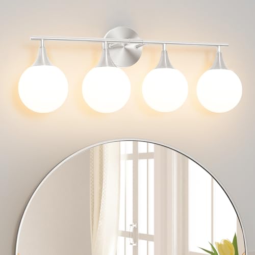 Image of Modern Brushed Nickel Bathroom Vanity Light - Energy Efficient G9 Base Bathroom Lighting Fixtures Over Mirror, Anti-Glare 26 Inch Soft Illumination for Makeup & Shaving, Stylish and Affordable