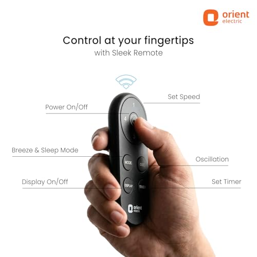 Image of Orient Electric Harrier BLDC Stand Fan with Remote | Energy Saving Fan, Whisper Quiet 52 dB Operation | 90 Oscillation, Tilt & Height Adjustment | 2 Year Warranty, Black