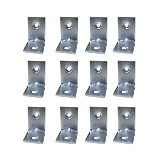 Image of Volo L Angle Bracket - Zinc-Plated 25mm x 25mm Shelf Support, Reinforcement for Chairs, Tables, and Corner Joints, Pack of 12 Pieces with Screws