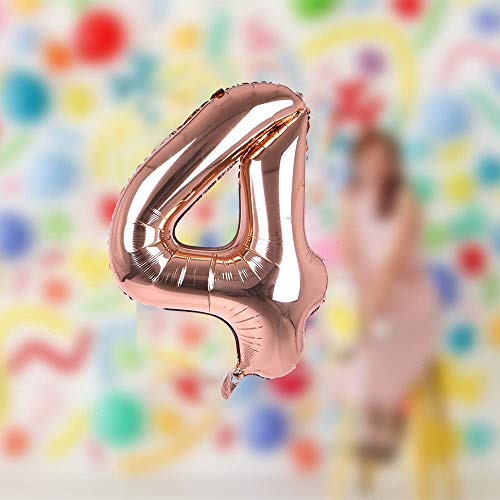 Image of AMFIN Number Foil Balloon - Rose Gold (4 Number), 1 Piece