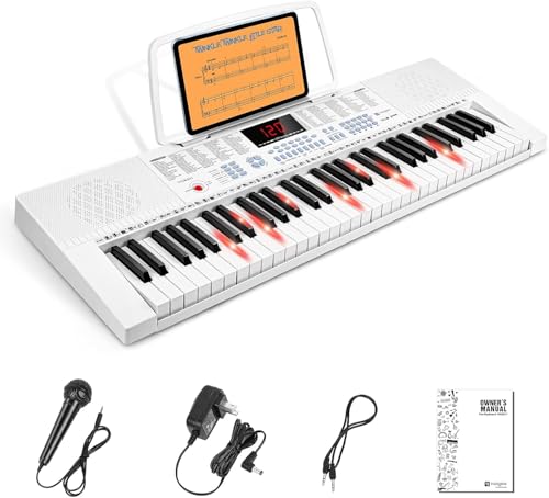 Vangoa Clavier de Piano 61 Lumineuses Mini touches Clavier électronique Piano avec microphone, 3...