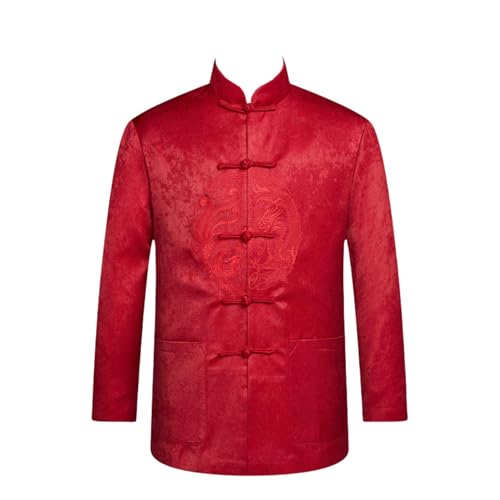 Veste chinoise homme rouge M pour soirées culturelles et tenues décontractées d'automne