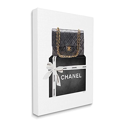 Stupell Industries Quilted Purse Glam Bow Box, 16 x 20 Inch Canvas Wall Art