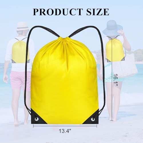 NACHLYNN Drawstring Backpack Bulk 12 Pieces DIY Drawstring Bags Nylon Draw String Sport Bag Sports Bag Tote Sackpack for Boys Girls Women Men Gym Sport Trip, Yellow3