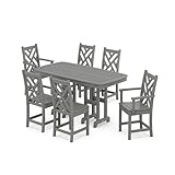 POLYWOOD PWS121-1-GY Chippendale 7-Piece Dining Set, Slate Grey