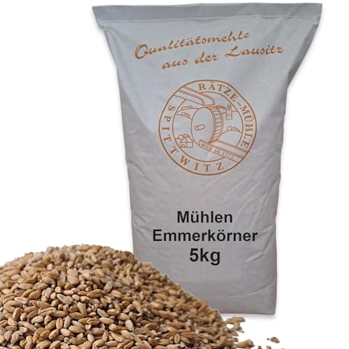 Mühlen Emmerkörner 5kg ganzes Korn gereinigt, frisch aus der Rätze- Mühle in bester Qualität Emmerkerne