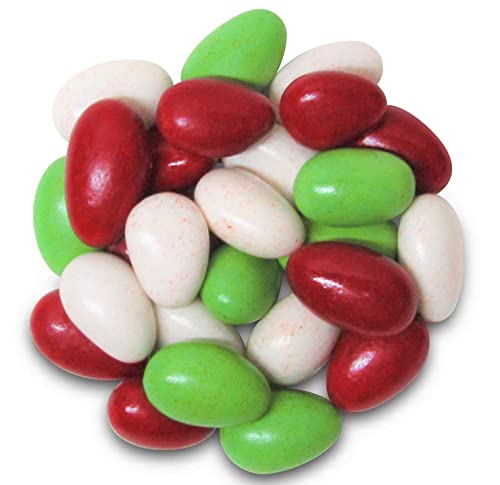 Holiday White, Red & Green Jordan Almonds By Its Delish, 5 Lbs Bulk Stocking Stuffers | Candied Almonds With Sweet Hard Candy Coating - Perfect For Christmas Themed Parties - Usa Made & Vegan, Kosher #TOP2