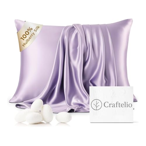 Image of Satin Pillow Covers Set of 2 with 3 Random Satin Hair Scrunchies - Soft, Silky & Gentle Pillowcases for Hair & Skin Care (Lavender)