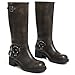 AMINUGAL Brown Knee High Boots Women Square Toe Pull On Boots Wide Calf Riding Boots Fashion Buckles Chunky Heel 2