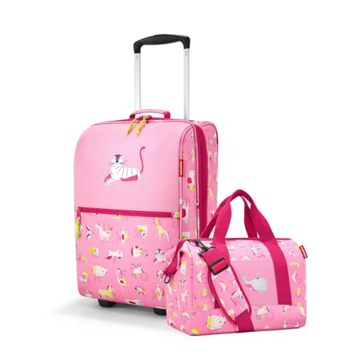 reisenthel Kinder Trolley XS & Allrounder M Set ABC Friends pink – Kinderkoffer mit Rollen & Reisetasche mit Stecklasche – Reise Set für Kinder – robust, leicht, ideal für Urlaub & Ausflüge