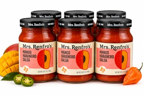 Mrs. Renfro's Mango Habanero Salsa, 16 oz Jars (Pack of 6) – Gluten Free Sweet & Spicy Gourmet Salsa with Mango & Habanero Peppers – Texas-Style Salsa for Tortilla Chips, Tacos, Grilled Chicken, Fish & Tex-Mex Recipes image 5